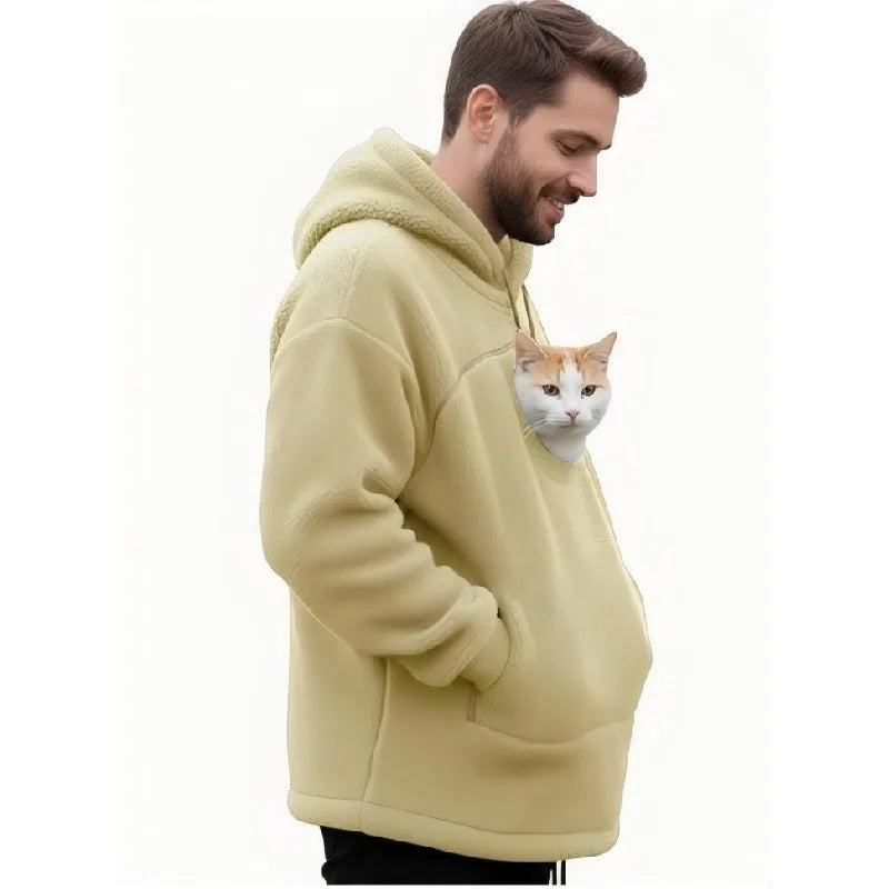 jaune Couleur Sweat À Capuche Poche Kangourou Pour Chat Câlin