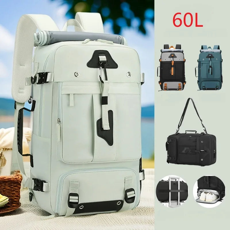 Grand Sac à Dos de Voyage 60L avec Compartiment Chaussures