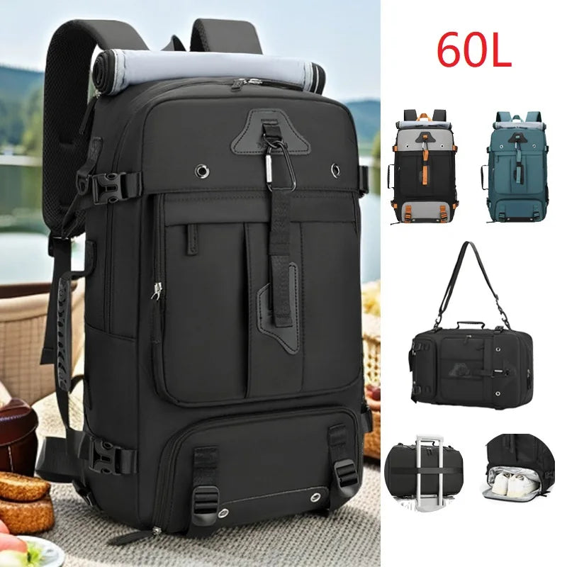 Grand Sac à Dos de Voyage 60L avec Compartiment Chaussures