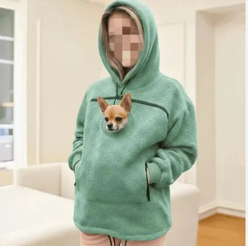 cyan Couleur Sweat À Capuche Poche Kangourou Pour Chat Câlin