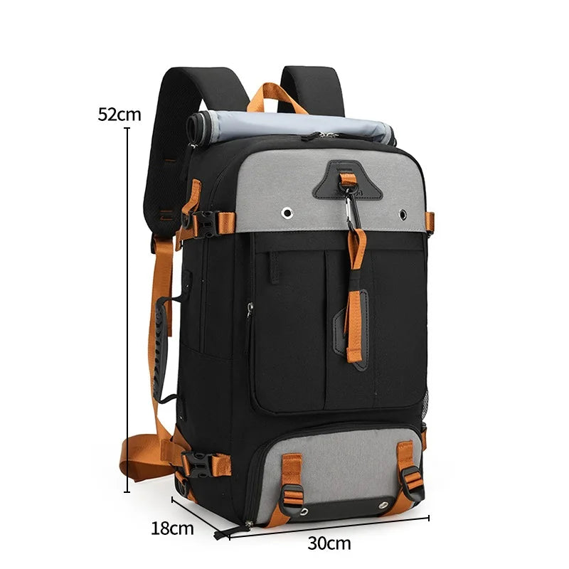 marron Couleur Grand Sac à Dos de Voyage 60L avec Compartiment Chaussures