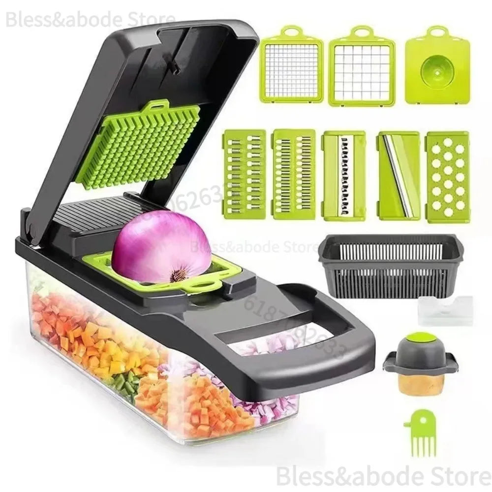 Coupe-Légumes Multifonction 16/25 en 1 avec Lames Inox