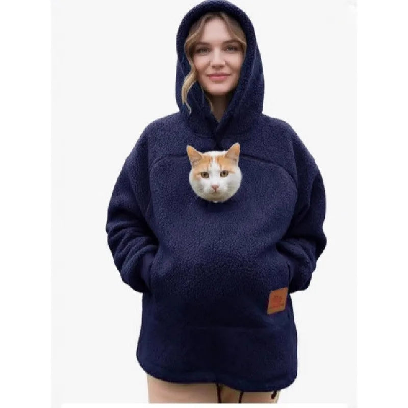 Sweat À Capuche Poche Kangourou Pour Chat Câlin