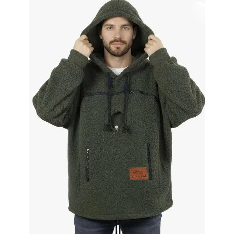 vert olive Couleur Sweat À Capuche Poche Kangourou Pour Chat Câlin